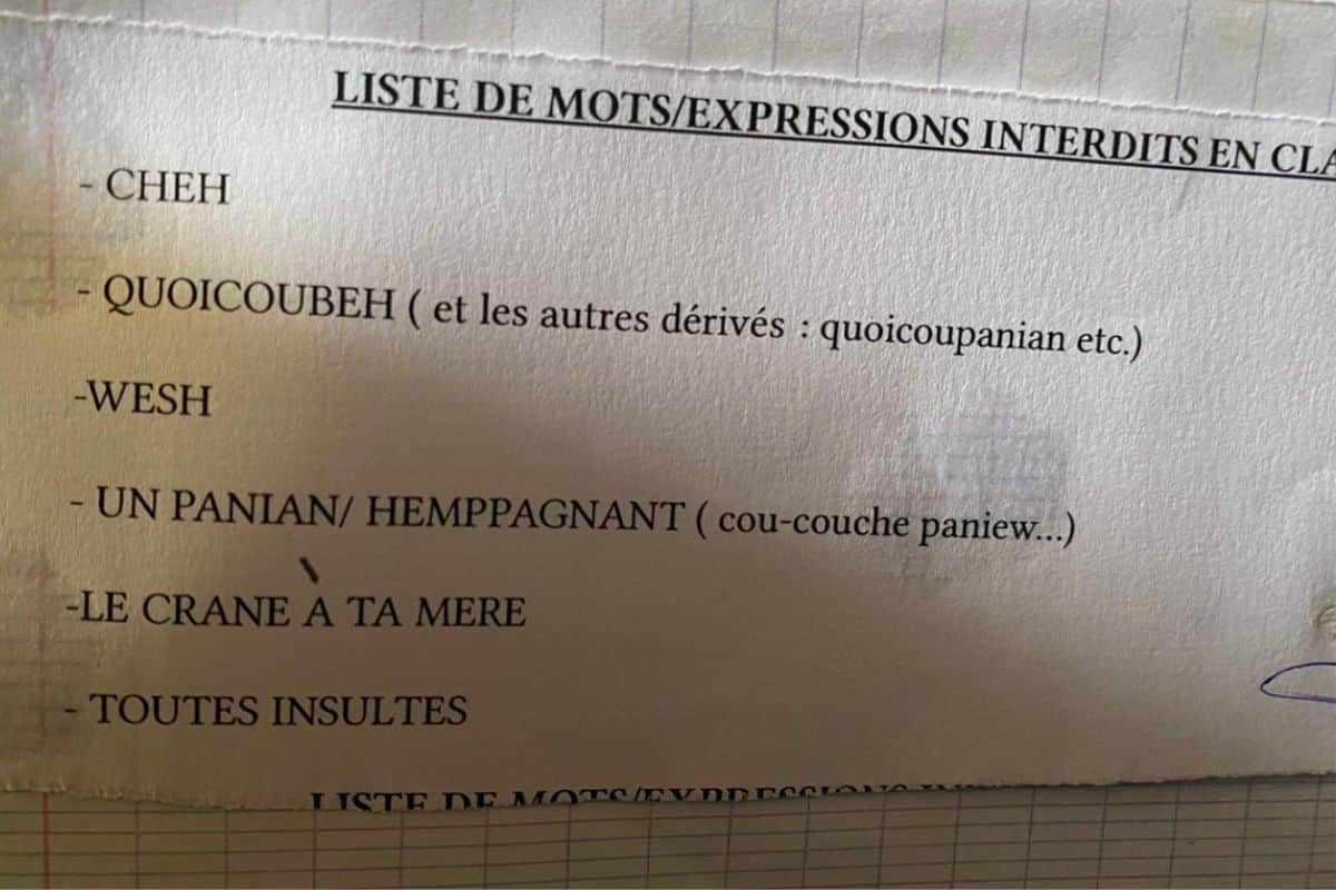 liste de mots interdits