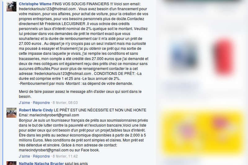 Annonce de prêt d’argent sur Facebook : ne tombez pas dans les pièges