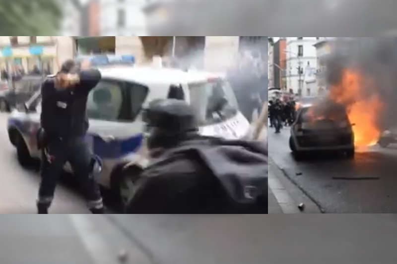 Voiture de police incendiée à Paris : cinq suspects appréhendés