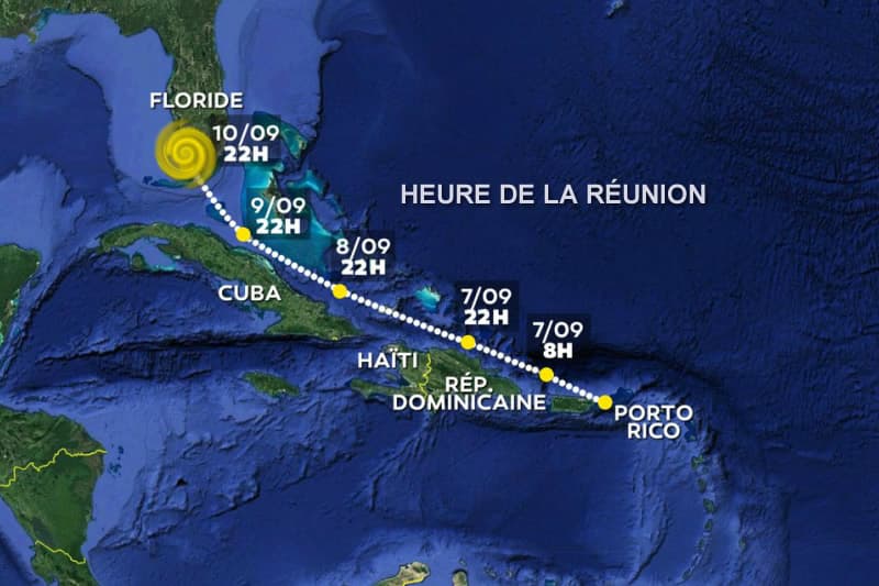 Trajectoire de l’ouragan Irma pour les prochains jours