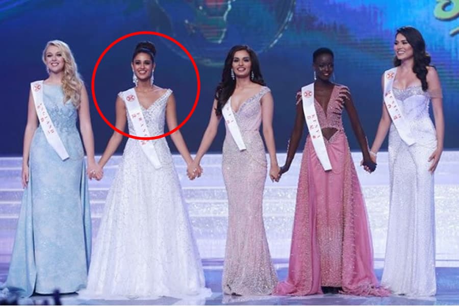 Aurore Kiche­nin termine cinquième du concours Miss Monde