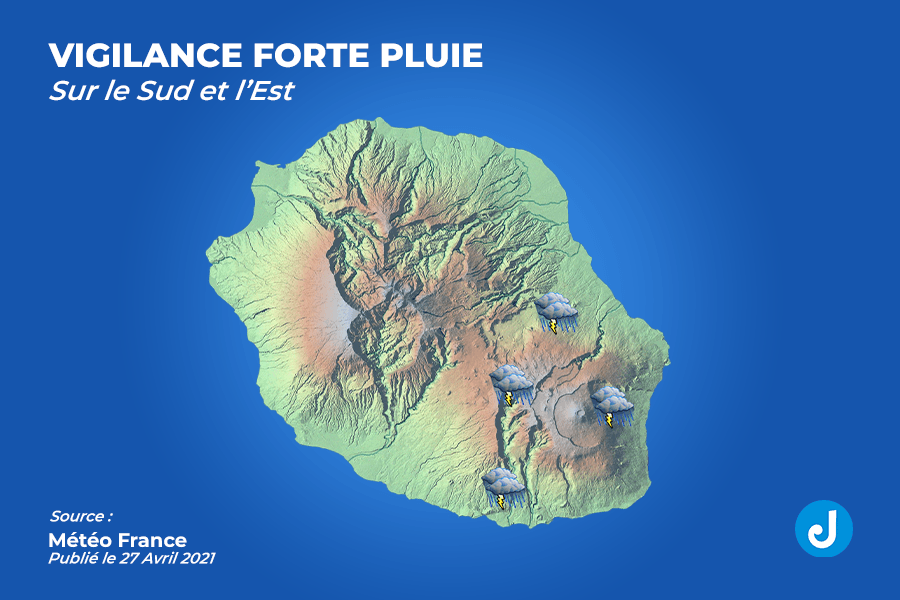 La Réunion : Vigilance fortes pluies sur le Sud et l'Est de l'île