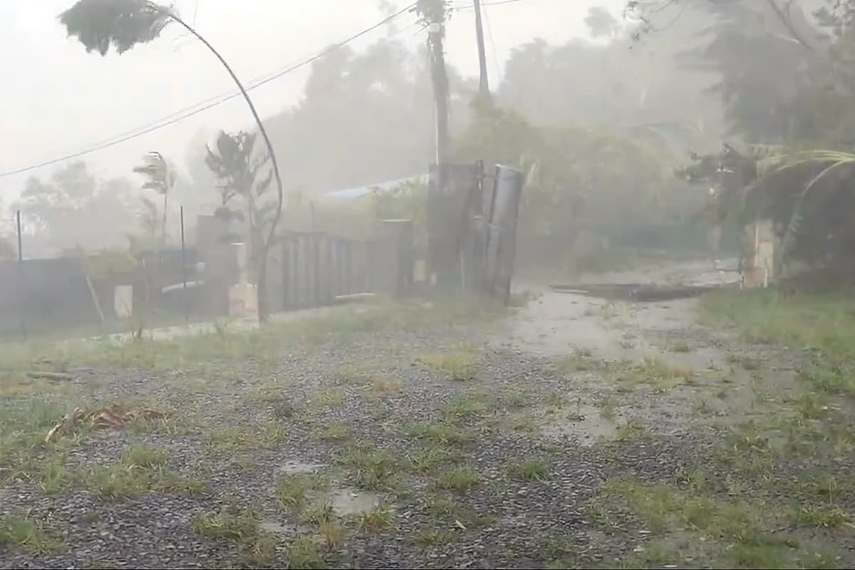 Cyclone Belal : des baies vitrées brisées et des arbre arrachés