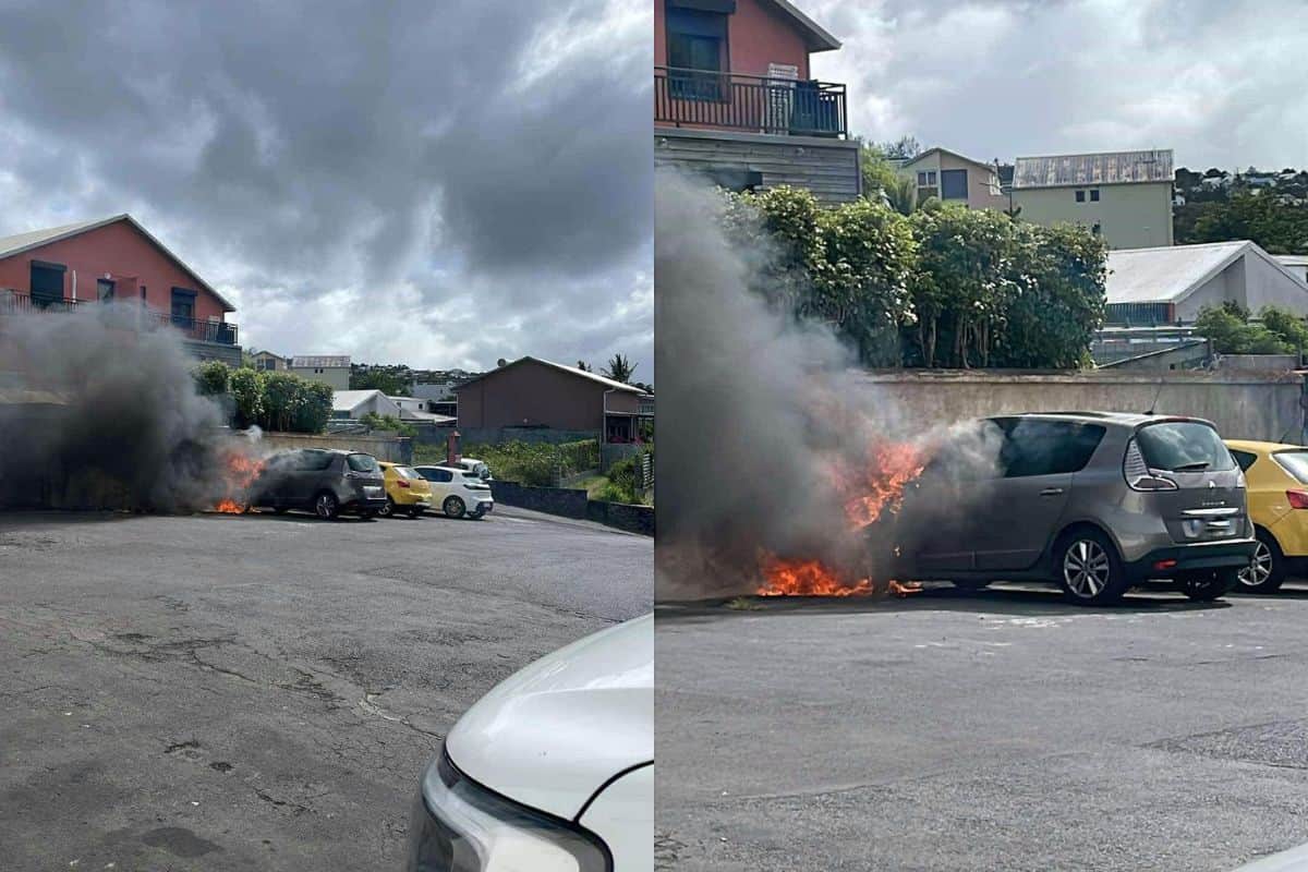 Un véhicule en feu derrière un supermarché à Saint-Joseph