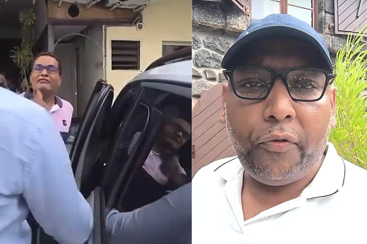 Thierry Robert allongé derrière la voiture du maire pour protester contre le prix de l’eau à Saint-Leu
