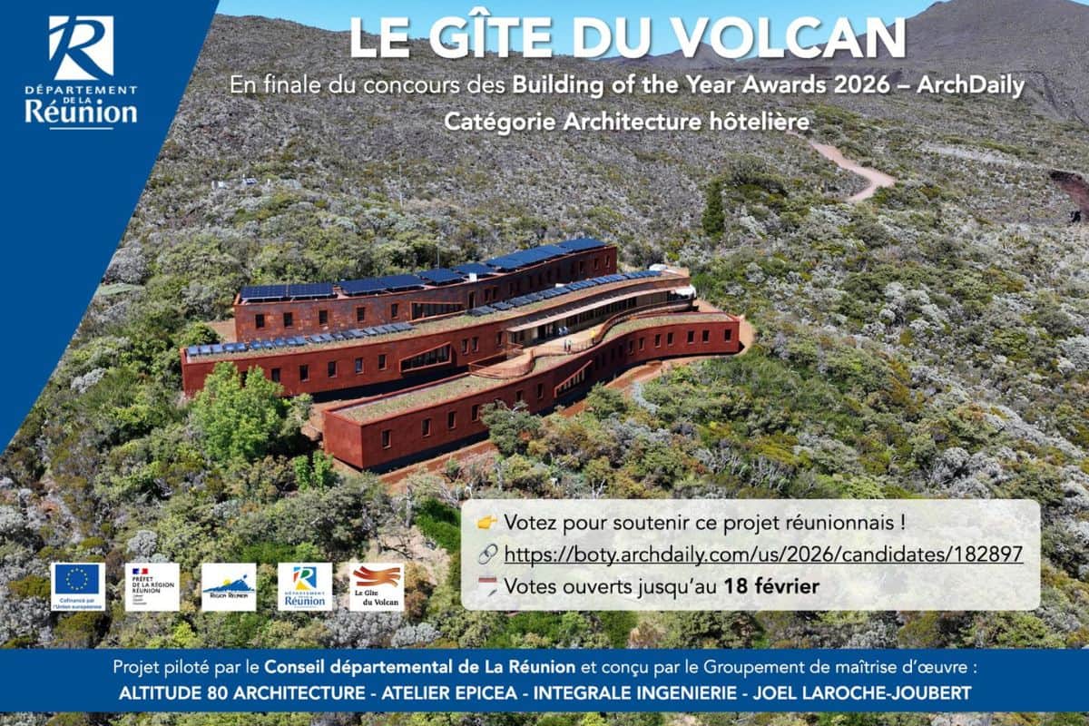 Le Gîte du Volcan finaliste mondial d’un prestigieux prix d’architecture
